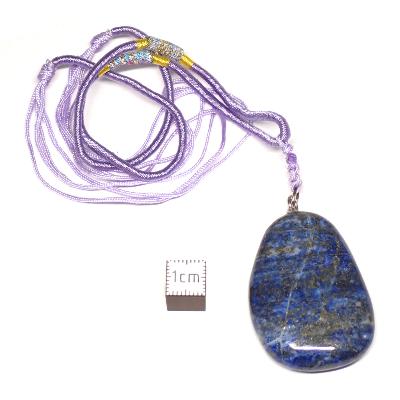 Lapis Lazuli qualité "B" avec cordon - pendentif pierre plate (Lot de 10 pièces) 