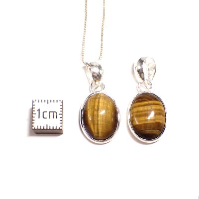 Oeil de Tigre - Pendentif en Argent (Lot de 3 pièce)